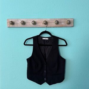 Mango Black Crop Buttoned Top
